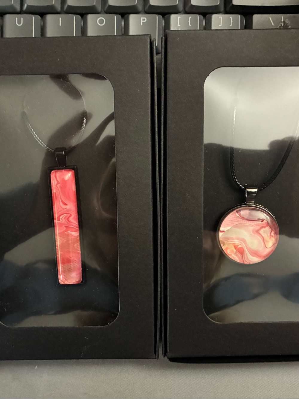 Two custom Swirl Pendant Necklaces